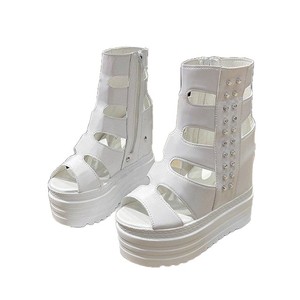 Women Summer New Rivet Wedge Sandals Thick Sole Platform Hollow Small Fish Mouth Roman Sandals - Product Image 5