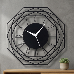 <b>Modern</b> Geometric <b>Wall</b> <b>Clock</b> Metal Abstract Design Silent Quartz Analog <b>Clock</b> for Living Room - Product Image 4