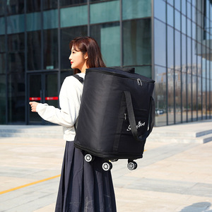 Large Capacity Double Layer Extension Backpack Luggage Roller Bag Spinner <b>Suitcase</b> Folding 4 Wheel Sleeve Travel Bag Trolley Bag - Product Image 2