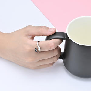 Yin Yang Symbol Titanium Steel <b>Ring</b> Unisex Black Double Tone Jewelry Gift - Product Image 4