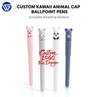 Stylos à bille personnalisés en gros avec logo, animaux mignons, 0,5 mm, en plastique, promotionnels, pour le bureau, l'école, cadeau, rose, gris, blanc, bleu