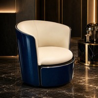 Fauteuil de salon rond en cuir de luxe avec coque en fibre de carbone pour salon, hôtel et club, mobilier moderne