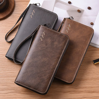 Dompet Pria Model Baru Bahan PU Format Panjang; Perdagangan Internasional Cina; Dompet Koin Kapasitas Besar Portabel Modis