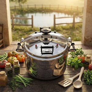 Casserole à pression écologique en aluminium AMAcasa LCW32-19, intérieur poli, couvercle de casserole, poignée en bakélite standard pour cuisinières à gaz - Product Image 1