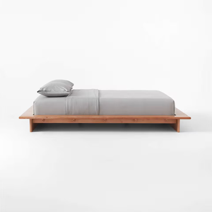 Economy Solid Wooden Double <strong>Bed</strong> Platform <strong>Frame</strong> Simple Modern <strong>Japanese</strong> Design with Free Headboard for Villas - Product Image 2
