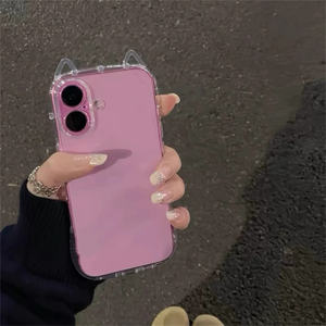 Oreilles de chat mignon étui transparent pour <span class=keywords><strong>iPhone</strong></span> 16 15 14 13 Pro Max 11 12 X Xr Xs <span class=keywords><strong>8</strong></span> 7 <span class=keywords><strong>Plus</strong></span> clair souple TPU Ultra mince <span class=keywords><strong>antichoc</strong></span> couverture - Product Image 2