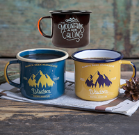 Fabricant en gros, tasse à thé vintage bon marché, logo personnalisé imprimé, design de voyage, tasse à café en métal à sublimation émaillée pour le camping