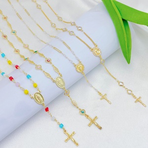 JML all'ingrosso 14K placcato in oro vergine maria collana di zirconi cubici regolabile a maglia cubana catena <span class=keywords><strong>San</strong></span> Judas fatta in ottone Christian - Product Image 2