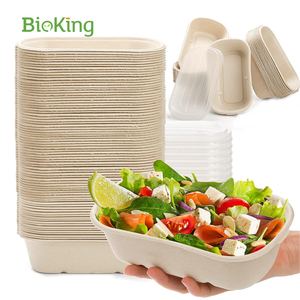Vente en gros fabricants de papier d'emballage de salade de forme physique dégradable boîte à lunch jetable de pulpe de canne à sucre - Product Image 1