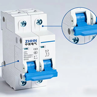 Interruptor Automático Modular (MCB) de 2 Polos, 63A, 230/400V, Capacidad de Ruptura de 6kA, para Riel DIN, para Caja de Distribución