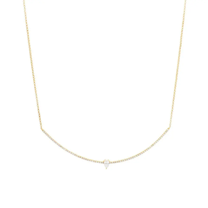 Collar de oro amarillo de 10K con diamante curvo para mujer, solitario de pera de diamante, colgante de regalo - Product Image 1