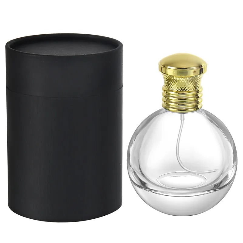 Flacon de parfum en verre simple en forme de boule 75ml Flacons de vaporisateur de parfum vides ronds en stock