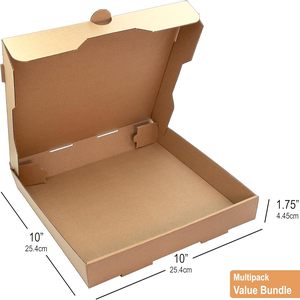 Cajas para Pizza de Cartón Corrugado Kraft de 10 x 10 x 1.75 Pulgadas, Mantienen las Pizzas y Productos Horneados Calientes y Vaporosos - Product Image 3