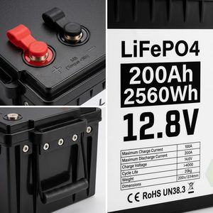 Batterie de stockage d'énergie LiFePO4 12V 200Ah 2560Wh 6000+ cycles pour bateaux solaires, voiturettes de golf, adaptée aux familles africaines - Product Image 1