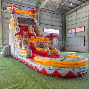 Tobogán Acuático Inflable Rojo Comercial con Piscina, <span class=keywords><strong>Parque</strong></span> Acuático Inflable con Temática de Volcán/Fuego para Niños y Adultos - Product Image 2