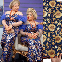 Tissu africain brodé à paillettes, dentelle de luxe, style nigérian, haute qualité, pour robe, 4 m, 2456