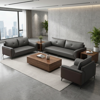 Ensemble de canapés professionnels en cuir synthétique épais, design industriel moderne pour salle de repos d'entreprise et salon d'accueil