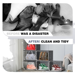 DAYOOH Grand Conteneur à Chaussures à Côté Rabattable, Organisateur de Chaussures Empilable Transparent, Boîte de Rangement Pliable en Plastique avec Couvercle Magnétique - Product Image 4