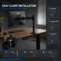Bras de moniteur ergonomique à ressort mécanique, mouvement complet, double VESA, hauteur réglable, inclinaison pour moniteur de 17 à 32 pouces
