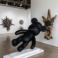 Sculpture populaire d'ours à gouttes de liquide, ours noirs faits à la main, figurine de pot à monnaie, peinture d'ours de dessin animé, statue d'ours
