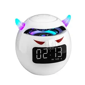 Blue Tooth Speaker Audio with LED Digital Music Player Wireless Ball Shape BT Speakers Alarm Clock Mini Speaker