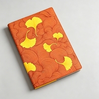 Carnet Luzhi Or et Argent Abricot - Carnet de Bureau Épais à Surface Feuille d'Érable - Cadeau d'Affaires Personnalisé