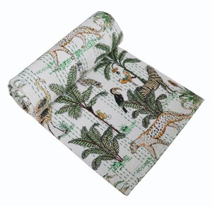 Indian Kantha <b>Quilt</b> Zebra Animal Print Kantha Bedcover <b>Throw</b> Cotton Blanket Gudari Twin/Queen/King Size Kantha <b>Quilt</b>, Bedspread - Product Image 4