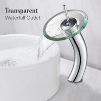 Robinet de lavabo en laiton et verre, finition électrolytique, monocommande à montage sur plan, mitigeur de sortie d'eau transparente de qualité supérieure