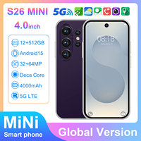 Teléfono S26 Mini Ultra Android 15 Desbloqueado 5G, Pantalla HD de 4 Pulgadas y 90Hz, Deca Core MTK 62XX, 16GB, 1TB, Cámara Dual IA de 108MP, Batería de 4000mAh, Reconocimiento Facial