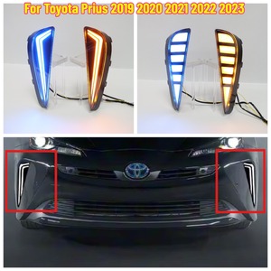Luces LED de Circulación Diurna de 3 Funciones, Color Ámbar, Azul y Blanco, Luces Intermitentes, Faros Antiniebla para Toyota <span class=keywords><strong>Prius</strong></span> 2019-2023, 2 Piezas, 12 V, Luces LED DRL - Product Image 1