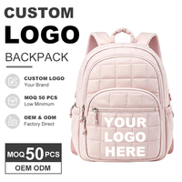 Sac à dos matelassé personnalisé en gros pour adolescentes, en polyester, pour l'école, OEM ODM, faible MOQ 50 pièces
