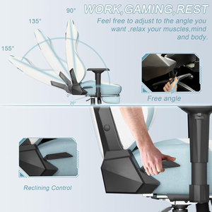 Silla de Juego Ergonómica de Tela AJUNION con Reposapiés, Silla de Oficina con Respaldo Alto Estilo Racing, Silla de Juego Ajustable en Altura para Adultos - Product Image 6