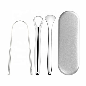 Bán Buôn Tùy Chỉnh Biểu Tượng Tia Laser U Hình Dạng Lưỡi Chất Tẩy Rửa Scraper Set 3Pcs Thép Không Gỉ Với Trường Hợp - Product Image 4