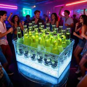 Cubo de hielo iluminado con LED, rectangular, de acrílico, enfriador de cerveza y licor para bares, KTV, fiestas, bañera para bebidas - Product Image 2