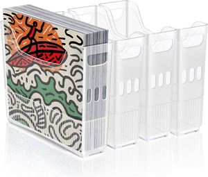 Lot de 4 bacs de rangement blancs pour organisation, bacs de rangement pour garde-manger, rangement de papier pour scrapbooking, organisateur de rangement pour carton - Product Image 1