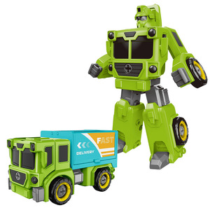 Coche de ingeniería de <span class=keywords><strong>Robot</strong></span> de plástico de juguete de vehículo exprés de montaje DIY transfronterizo para niños, desmontaje de deformación para niños - Product Image 1