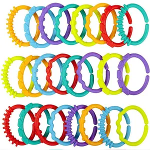 24-Piece multi-play educacional arco-íris mordedor anel molares brinquedos BPA livre dentição anel silicone