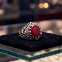 Bague argentée Ruby 925 en argent sterling, pierres précieuses, fournitures de bijoux