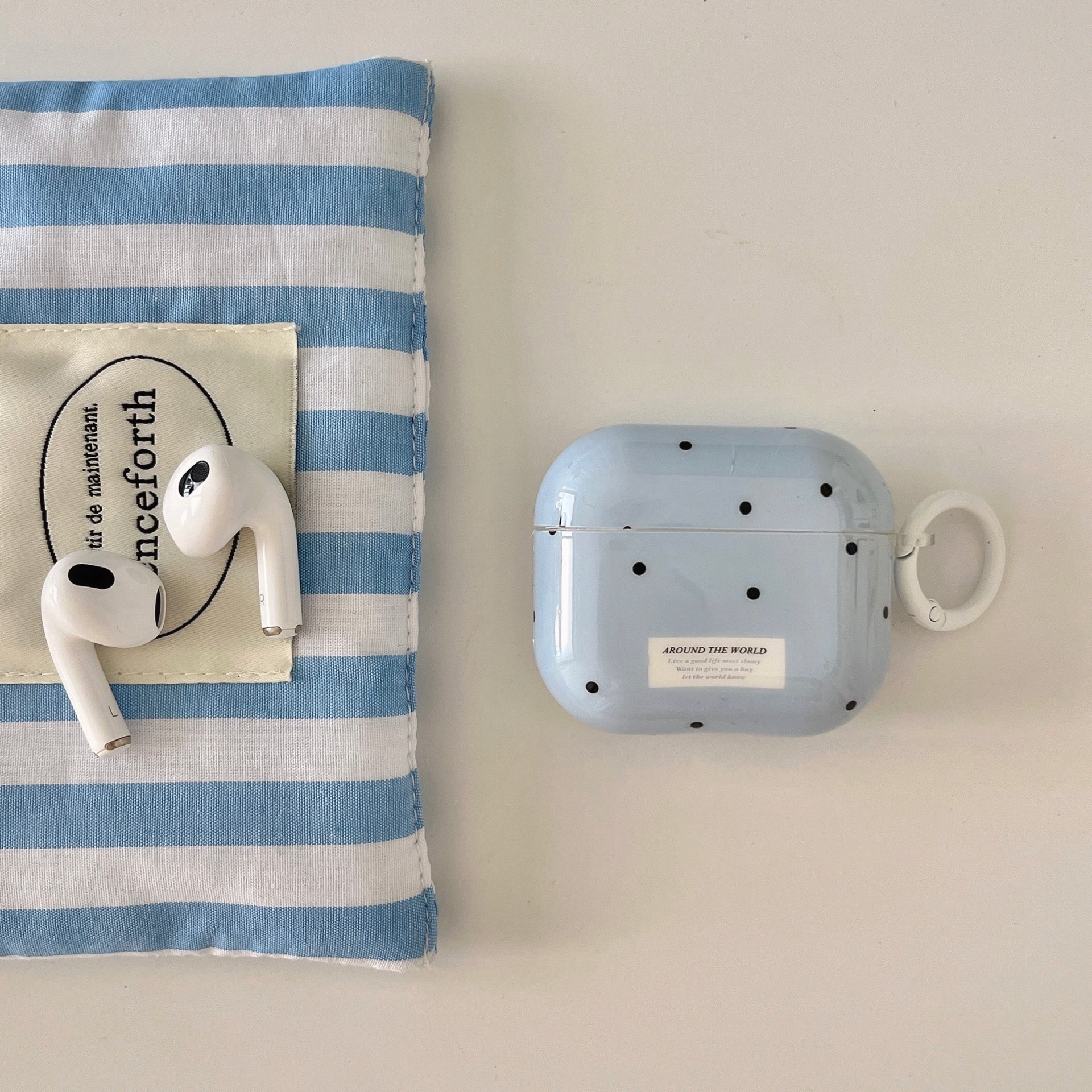 Blue with polka dots