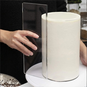 Ferramentas De Processo De Cozimento De Bolo De Acrílico Transparente-Raspador De Bolo De Plástico Em Forma De Quadrado E Alisamento De Disco Redondo Bolo Pan Set - Product Image 3