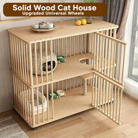 Cage pour chat en bois massif pour usage domestique, villa pour chat d'intérieur, espace super spacieux à double étage, maison pour chat, chambre pour chat mobile