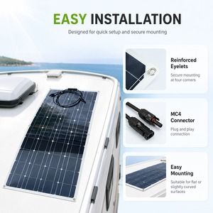 100W Monocrystalline Semi Flexible <strong>Solar</strong> Panel 17% Efficiency IP65 Waterproof Lightweight Bendable PV <strong>Module</strong> for RV Boat Marine - Product Image 5