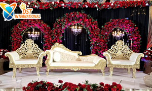 Compre Sofás de Boda Tallados a Mano Estilo Real, Exquisito Juego de Sofás Nupciales Blancos y Dorados para Grandes Escenarios de Recepción - Product Image 4