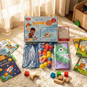 Kit de construction de château et de fort DIY 69 pièces - Jouet éducatif pour construire sa propre tente - Product Image 1