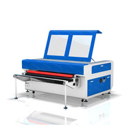 Machine de découpe laser CO2 100W pour tissu, cuir, textile avec table de convoyage et alimentation automatique