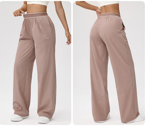 Pantalon de sport <span class=keywords><strong>taille</strong></span> haute pour <span class=keywords><strong>femme</strong></span> avec logo personnalisé, poches latérales, <span class=keywords><strong>taille</strong></span> élastique, idéal pour la gym et la course à pied - Product Image 5