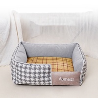 Coussin pour chien et chat en lin pied-de-poule, lavable, avec housse amovible, design tendance pour petits animaux, toutes saisons