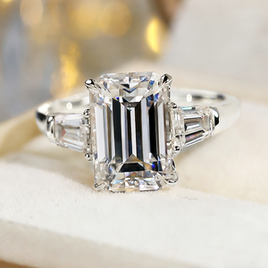 Bague de fiançailles tendance pour femme SGARIT en or blanc 14 carats, diamant de laboratoire VVS D 2 carats, certificat IGI, taille émeraude - Product Image 2
