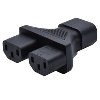 Adaptateur de prise IEC C14 C13 mâle vers double sortie femelle, convertisseur 10A 250V, prise d'extension PDU UPS non-mise à la terre, CE, noir, 3 prises