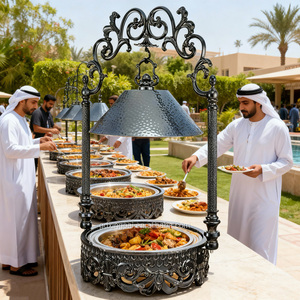 Xingpai จานอุ่นอาหารสแตนเลสสีดำดีไซน์หรู, ชุดบุฟเฟต์อาหารสำหรับจัดเลี้ยงอาหาร - Product Image 1